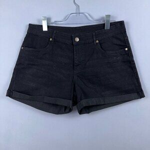 Serra denim shorts Womens Size 14 High Rise Roll Cuffed Dark Wash Black